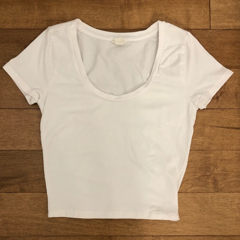 Garage White Short Sleeve Crop Top